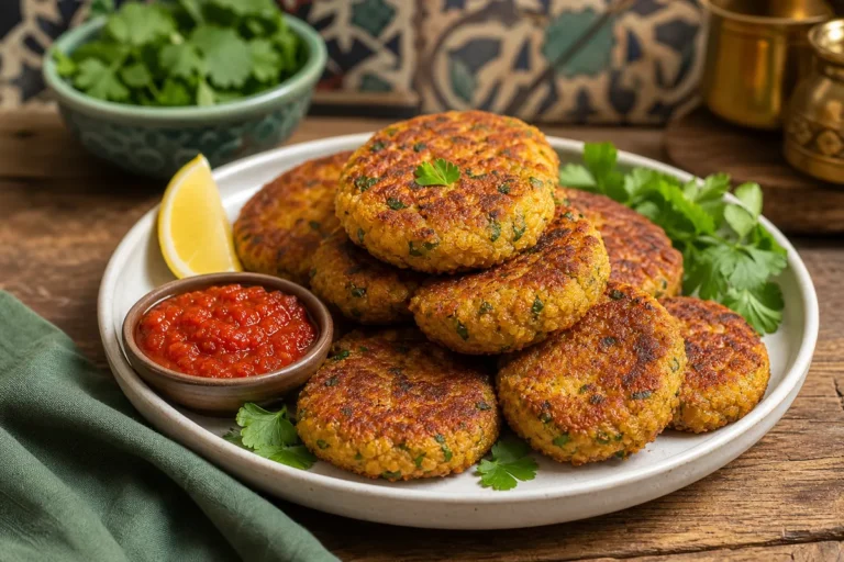 Moroccan maakouda recipe with crispy potato cakes and harissa sauce